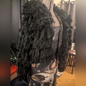 Women's Punk Rave Black Monster Yarn Fur Jacket